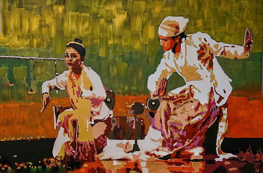art, traditionnel, birman, artistes, la musique