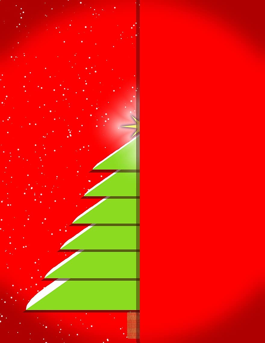 크리스마스, 휴일, 나무, 카드, 시즌, 빨간, 눈, 제철의, 녹색, 크리스마스 배경, 눈송이