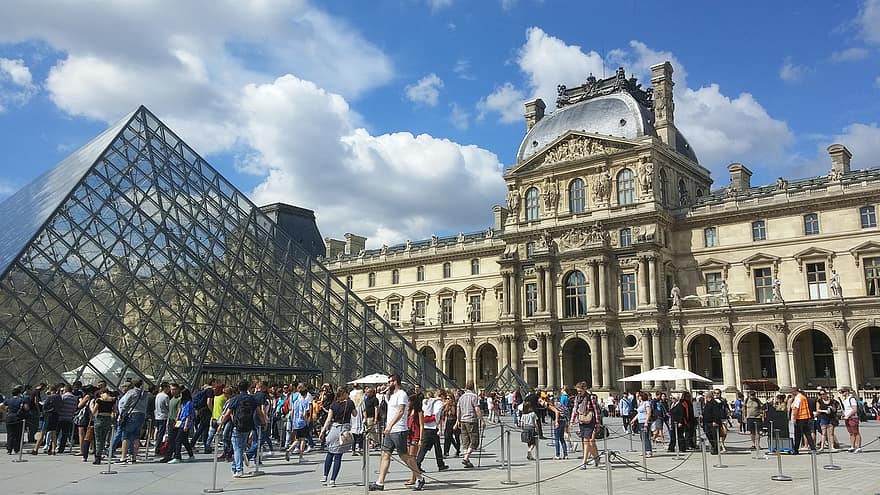 Louvre, City, Paris, Architecture, France, Tourist, Tourism, Crowd, Museum