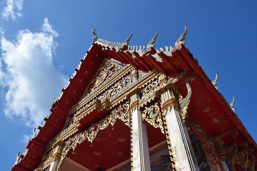 temple, bâtiment, façade, thaïlandais