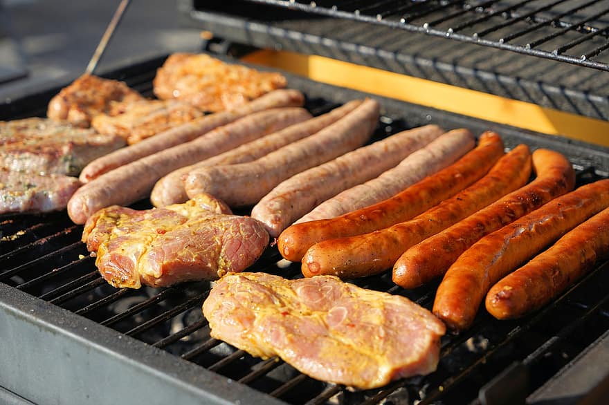 grill, korvar, bratwurst, grillning, grillad korv, utegrill, kött, utsökt, grillade kött, äta, bbq