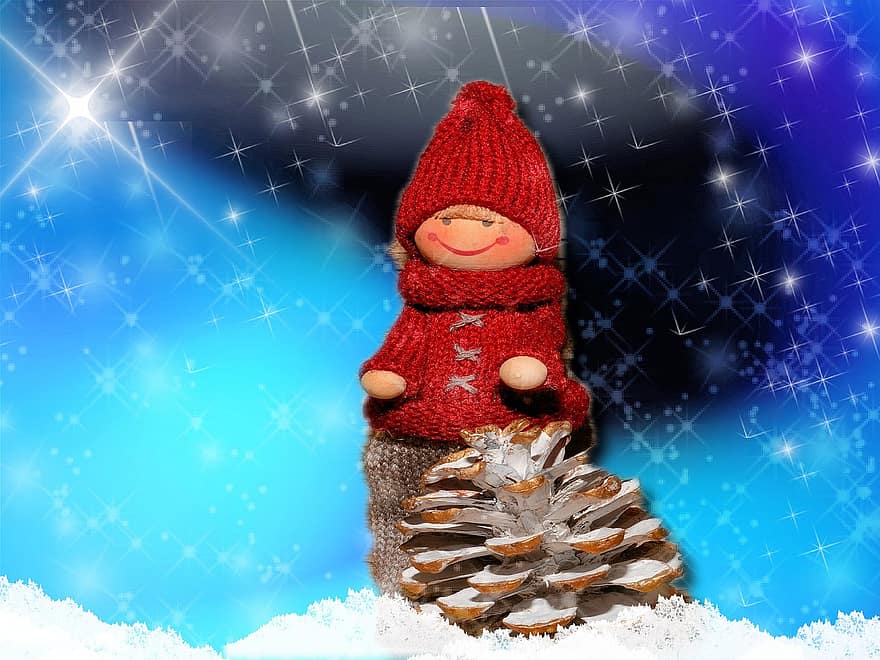 バックグラウンド、松ぼっくり、人形、クリスマス、モミの木、クリスマスカード、出現、冒険、クリスマスの挨拶、背景画像、クリスマスモチーフ