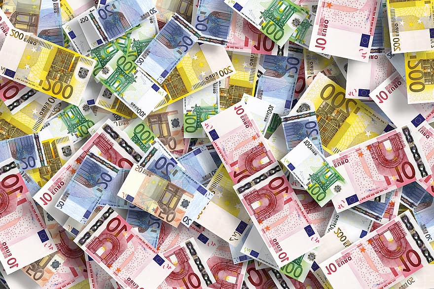 ekonomiku, eiro, valūtu, naudu, finansējumu, rēķinu, eiropa, dolāra banknote, rēķini, papīra nauda