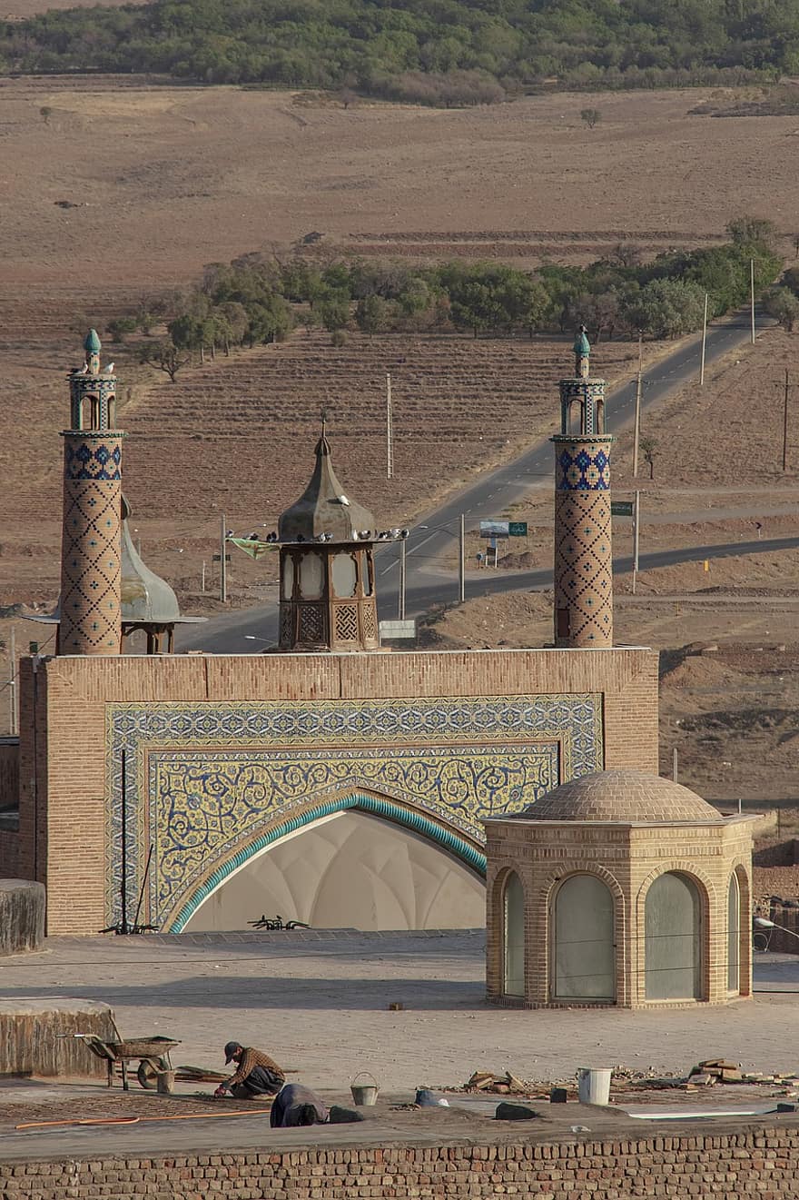 Мавзолей на Машхад Ардехал, Кашан, Иран, провинция Исфахан, пейзаж, архитектура