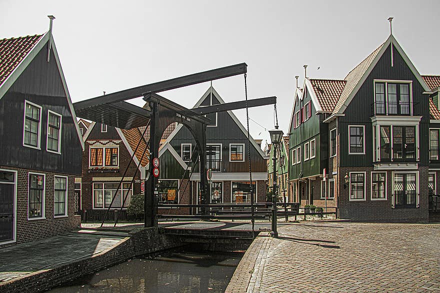 Volendam, Alankomaat, Hollanti, puinen, historiallinen, meren-, laivat, merenkulku-, merivoimien, kalastajakylä, kalastus