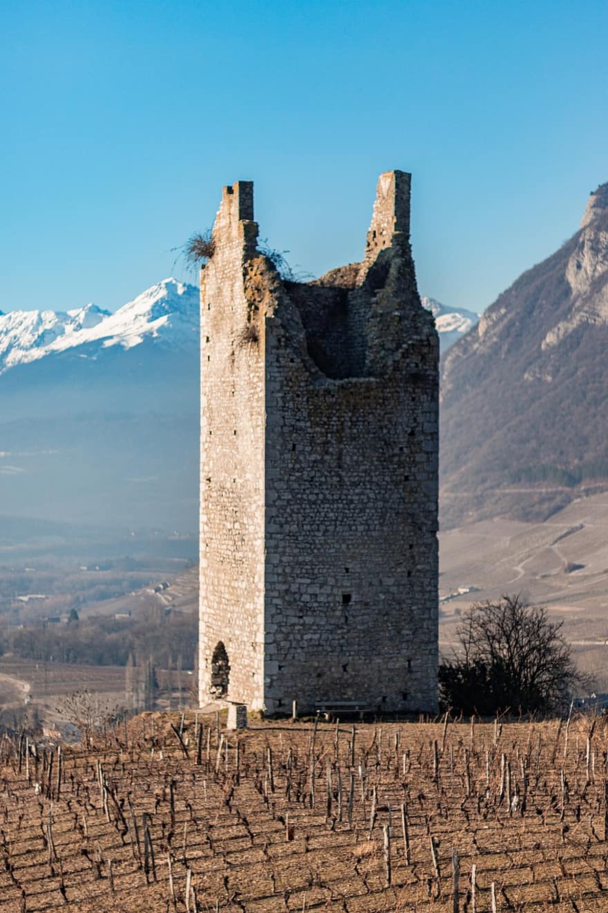 château, Alpes, ruines, la nature, paysage, architecture, endroit célèbre, vieux, l'histoire, vieille ruine, Montagne