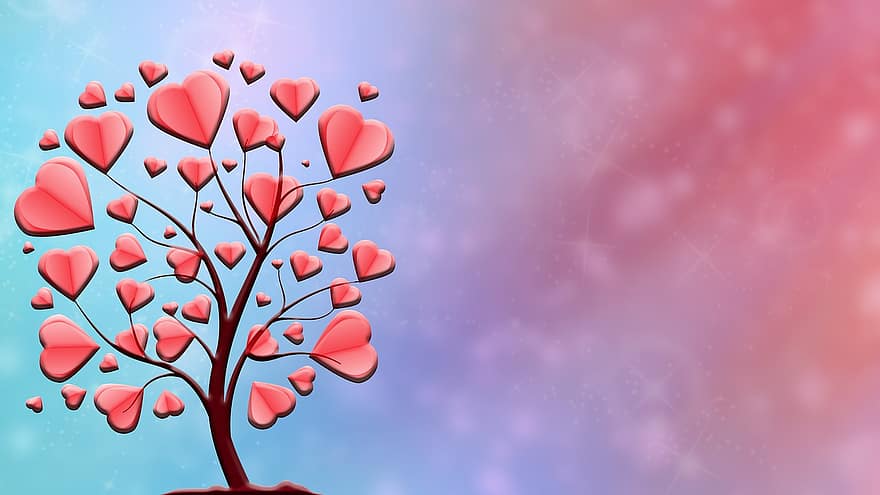 дерево, сердце, Валентин, любить, условное обозначение, копировать пространство