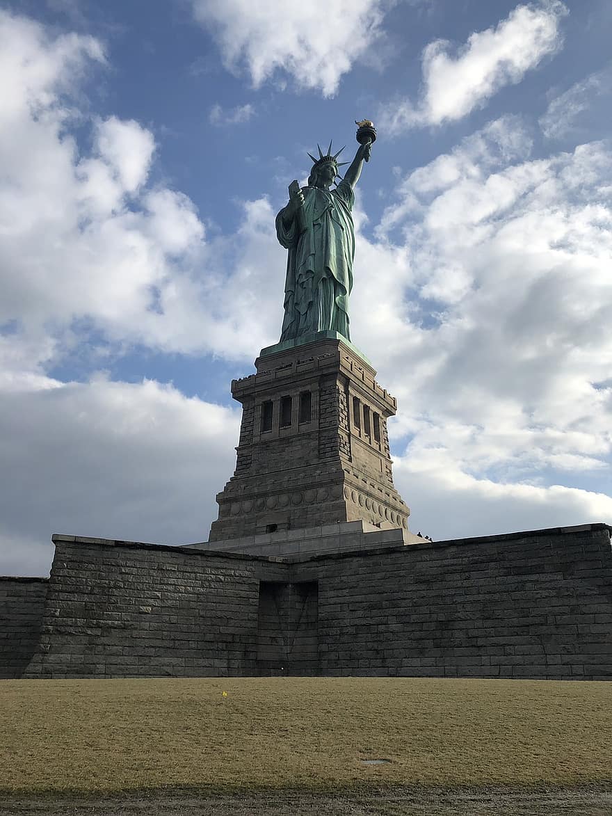 Statue, dom, Usa, City, America, Manhattan, Sky, famous place, architecture, history, monument