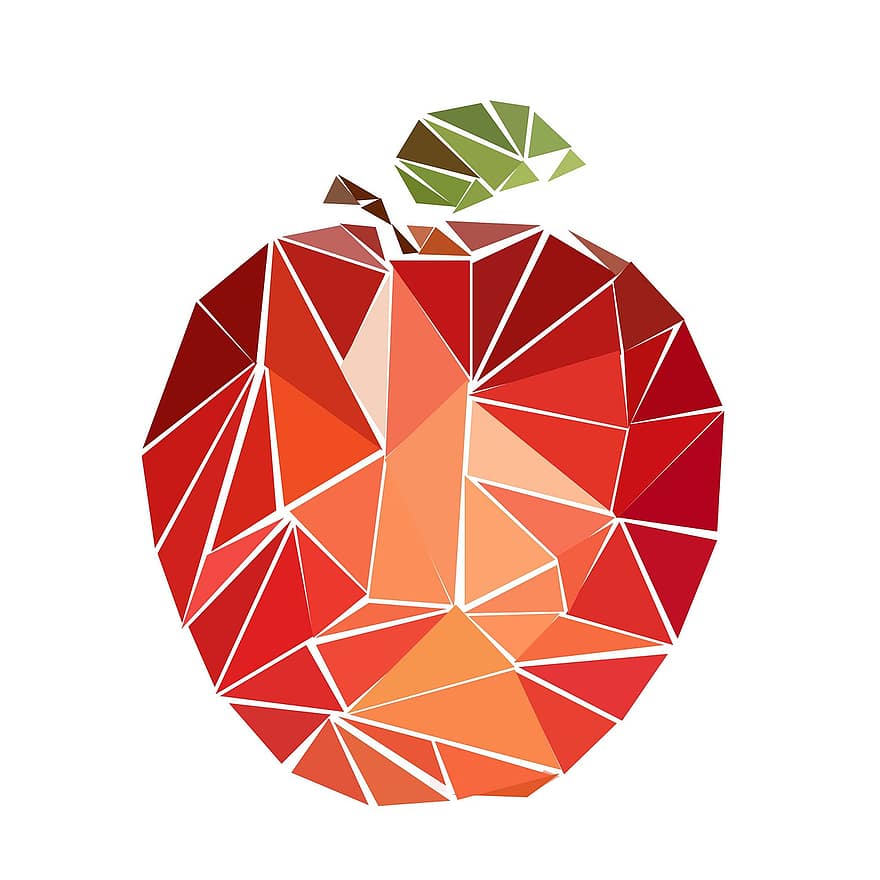 Nghệ thuật ít Poly, táo, trái cây, hữu cơ