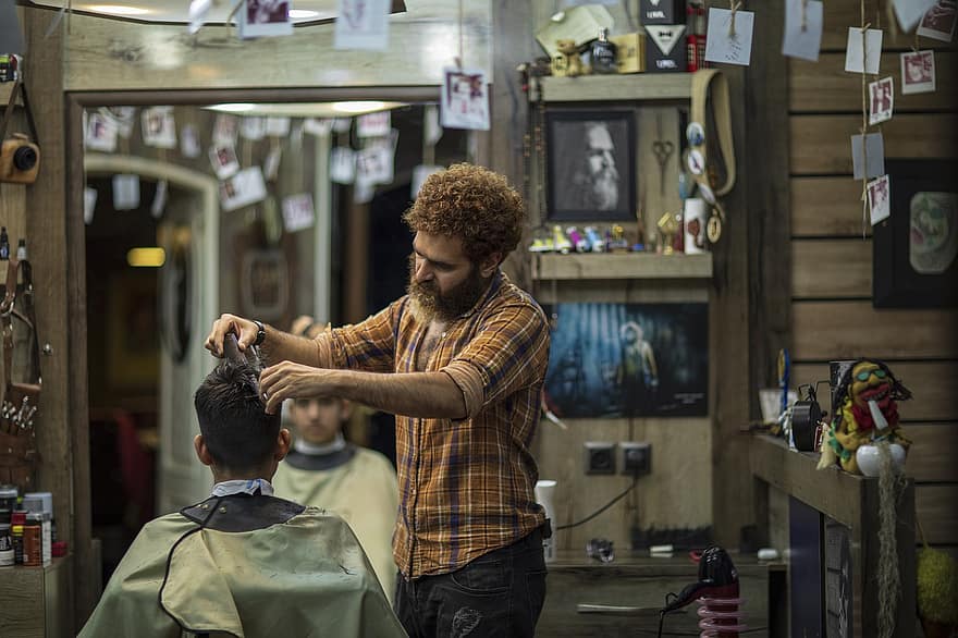 fryzjer, praca, zawód, biznes, Iran, Miasto Mashhad, włosy, salon, mężczyźni, dorosły, wewnątrz