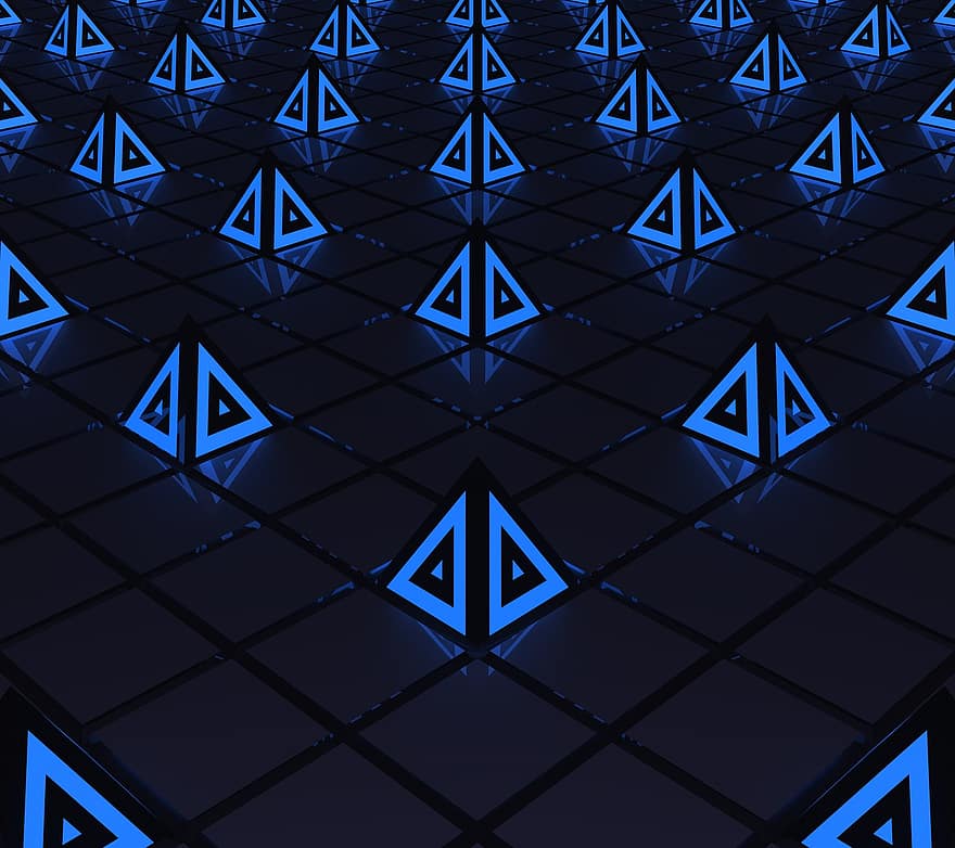 Pattern, Shape, Futuristic, Pyramids, Lights, Triangles, Scifi, Floor, Surface, Perspective