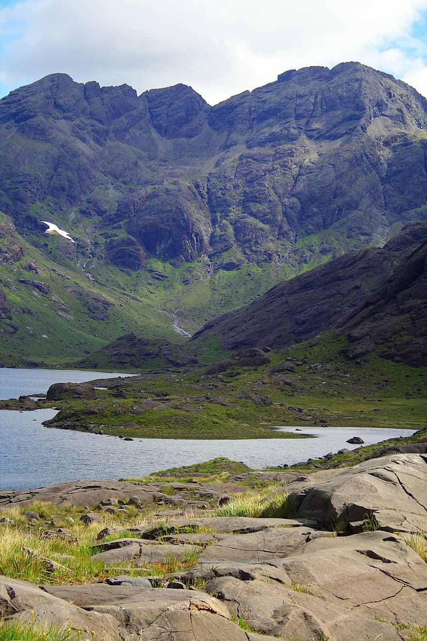 bjerge, sø, landskabet, bjergkæde, landskab, natur, Loch Coruisk, Cuillin, sort cuillin, isle af skye