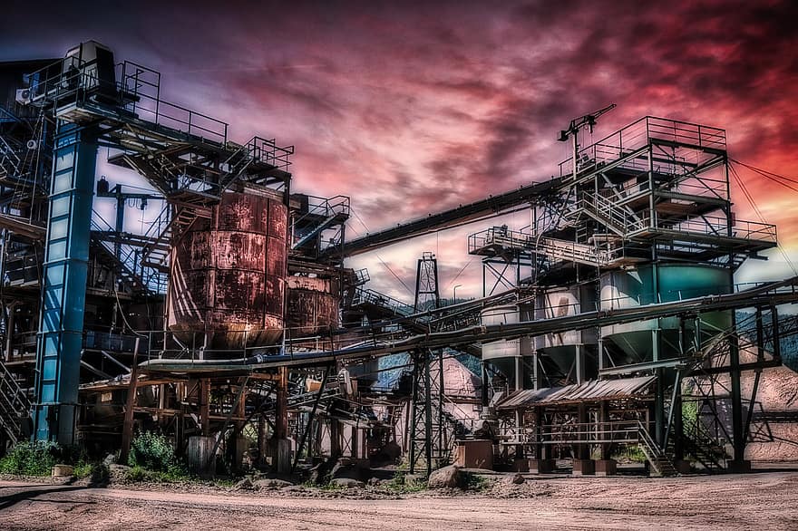 Site, Building, Construction, Cement, Industry, Rust, Sand, Work, Ground, Sunset