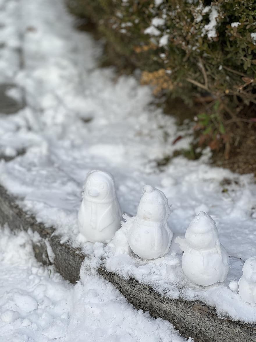 Snow, Winter, Snowman, Sculture, Frost, Cold, Snowballs, season, forest, ice, tree
