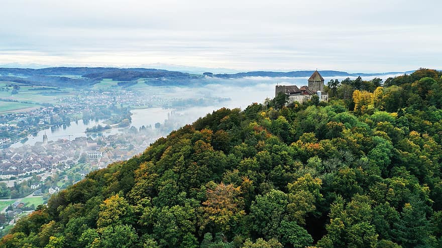 крепост, замък, архитектура, история, Швейцария, stein am rhein, гора, панорамен, пейзаж