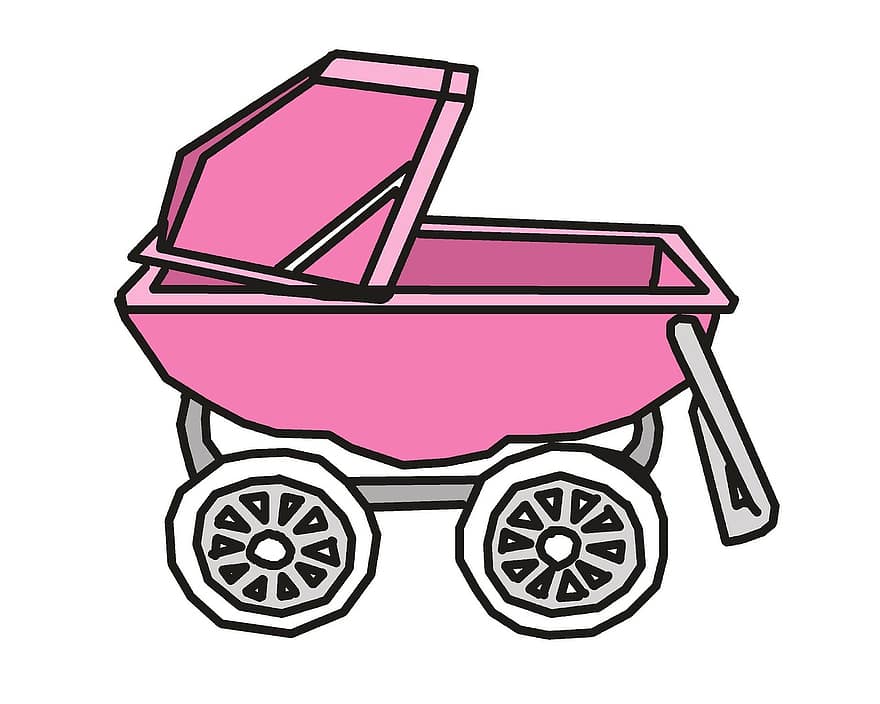 Baby, Mädchen, Säugling, Kinderwagen, Kind, Dusche, Geburtstag, Hintergrund, Clip, Kunst