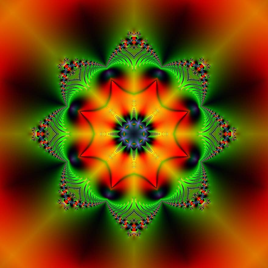 Mandala, Blumenmuster, Rosette, Ornament, fraktal, Hintergrund, Leuchtender Hintergrund