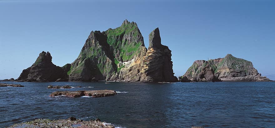 South Korea, Sea, Liancourt Rocks, Dokdo Islands, Island, Ocean, Nature