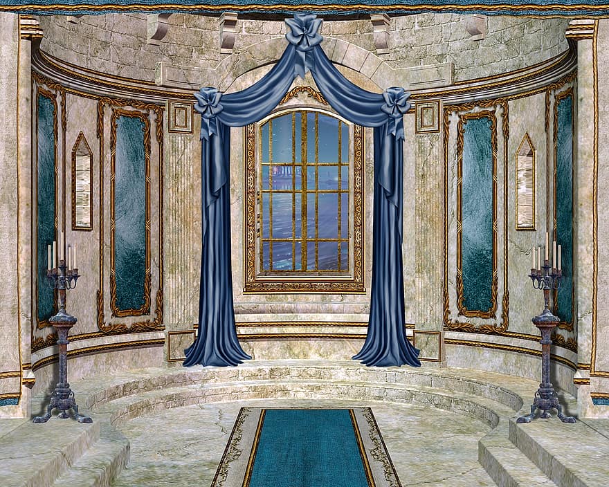 Pohádkový pokoj, Zdobené stěny, okno