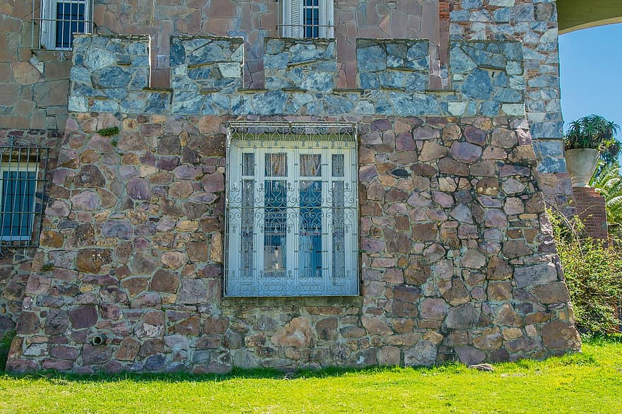 jendela, dinding, Pittamiglio, uruguay, batu bulat, batu dibangun, Kastil, historis