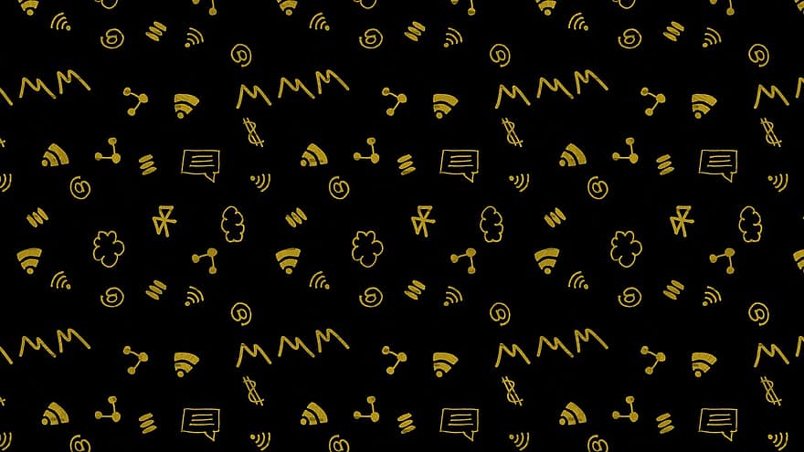 Internet, Wifi, Doodle, Email, Message, Cloud, Black, Gold, Classy, Technology, Online