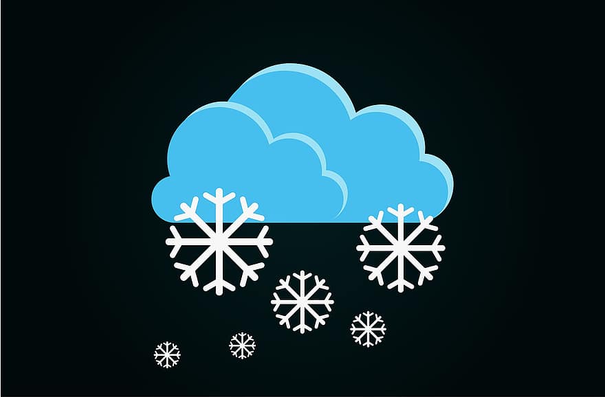雪、雪の結晶、降雪、冬、雲、夜、天気