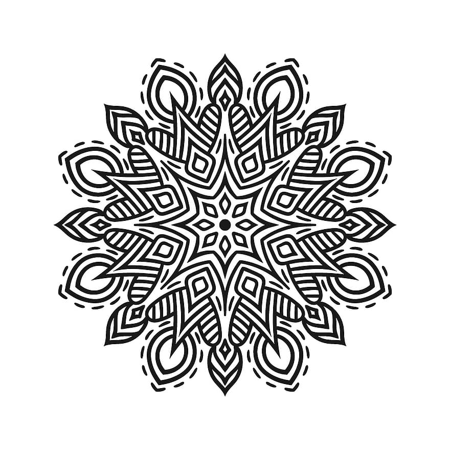 mandala, Mandala para colorir, zen, meditar, ioga, meditação, decoração, padronizar, abstrato, ornamentado, ilustração