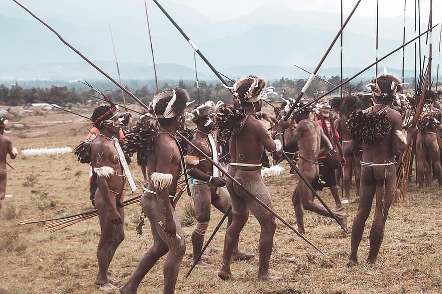 Mọi người, Đàn ông, quân nhân, quân đội, chiến tranh, nhóm lại với nhau, nhiều, bộ lạc, papua, westpapua, những cậu bé