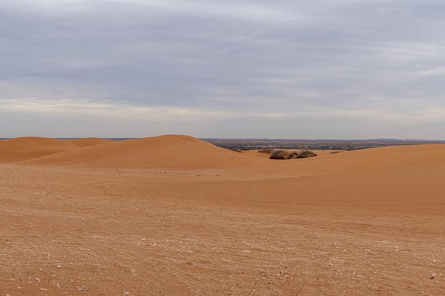 砂漠、砂、砂丘、ドライ、乾燥、土地、風景、自然、環境、空、雲