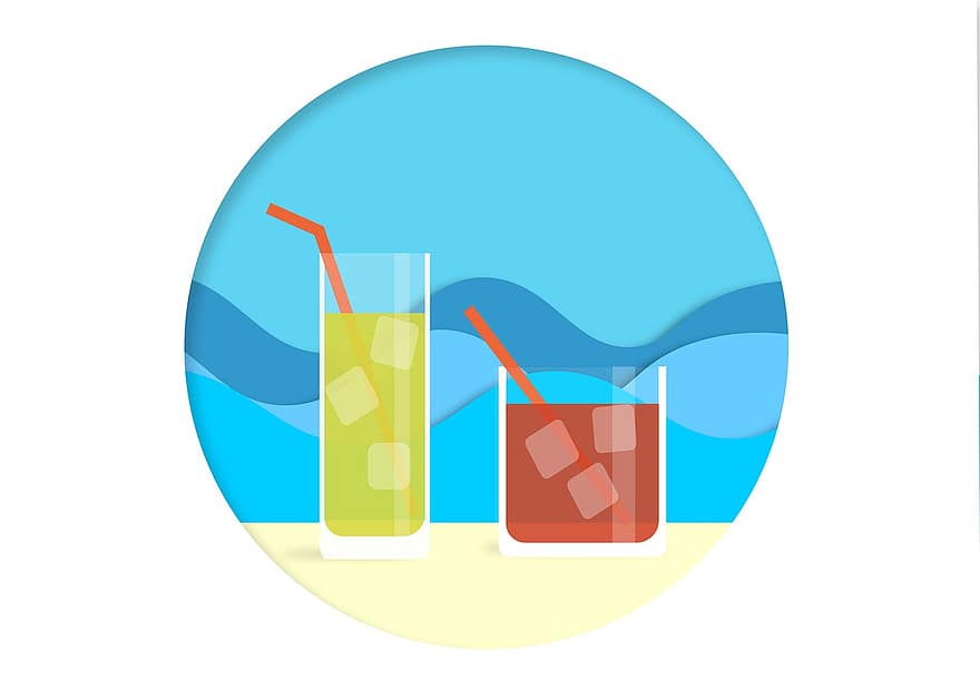 coquetel, viagem, bebida, mar, de praia, verão, Férias, bebidas, refresco, celebração
