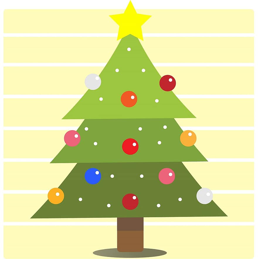 Kerstmis, boom, decoratie, winter, vakantie, viering, ster, fonkeling, ornament, glimmend, december