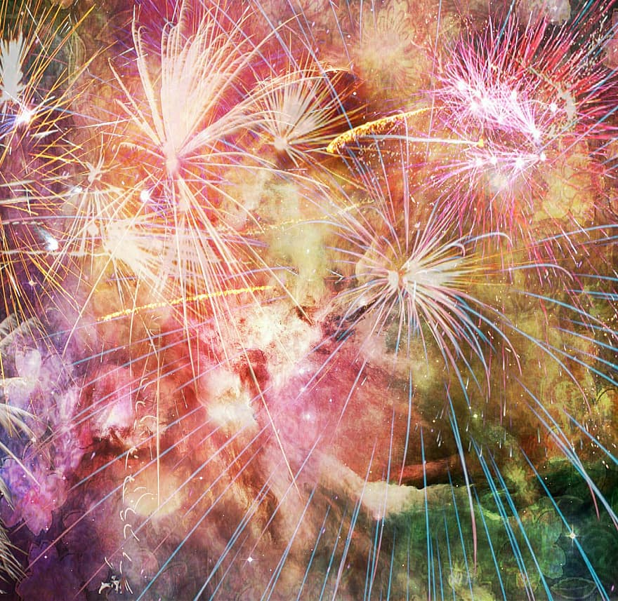 Feuerwerk, bunt, heiter, Party, Silvester, Geburtstag, Hintergrund