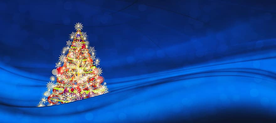 Greeting Card, Christmas Tree, Background, Structure, Blue, Black, Motif, Christmas Motif, Snowflakes, Advent, Tree