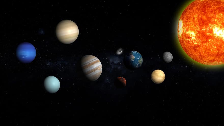 Sonnensystem, Platz, Planeten, Mars, Globus, Erde, Mond, Galaxis, Jupiter, Uranus, Sonne