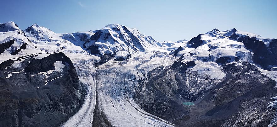 montaña, glaciar, Alpes, alpino, Suiza, nieve, hielo, paisaje, pico de la montaña, invierno, azul