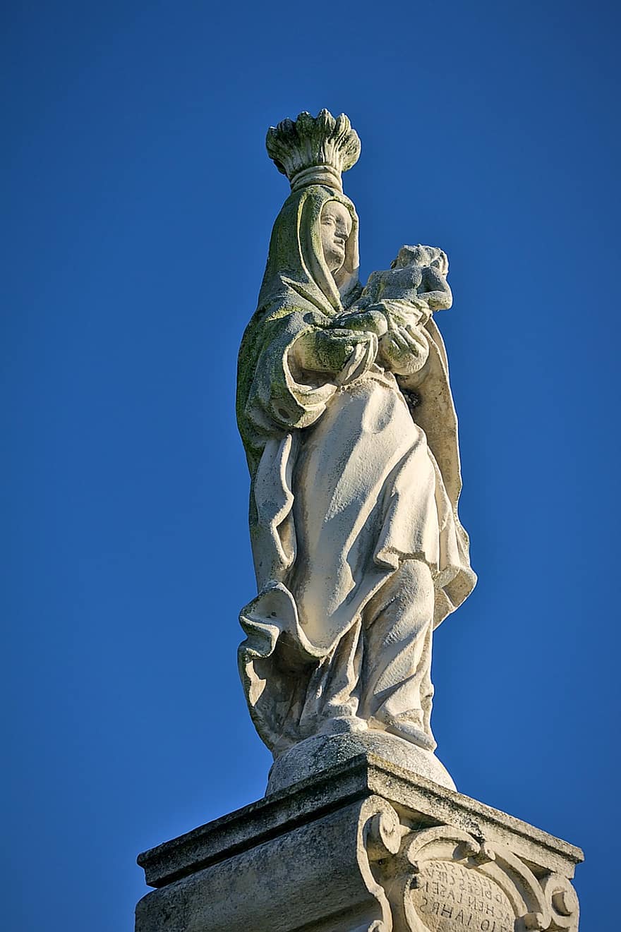 jungfru Maria, staty, madonna, religion, skulptur, kristendom, figur, oskuld, tro, bön, kvinna