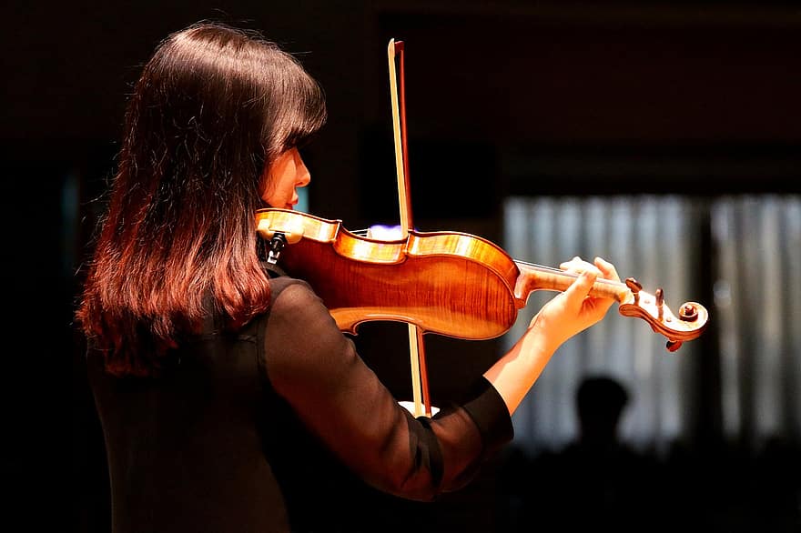 nainen, viulu, musiikki, soittaa musiikkia, esiintyjä, viulunsoittaja, Nainen, muusikko, esitys, konsertti