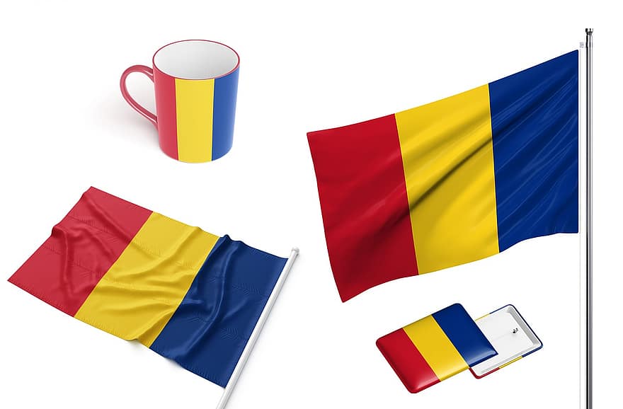 країна, прапор, румунія, національний, символ