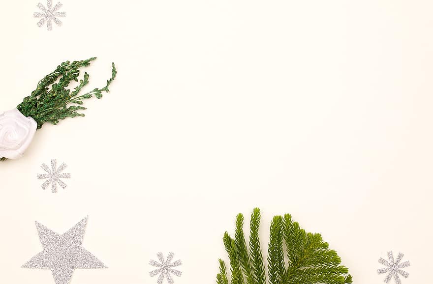 achtergrond, Kerstmis, ornament, decoratie, fir branch, bladeren, ster, sneeuwvlok, komst, decor, ontwerp
