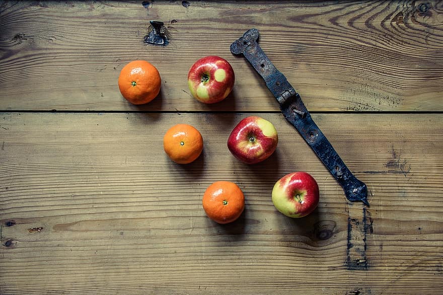 ovoce, jablka, pomeranče, stálý život
