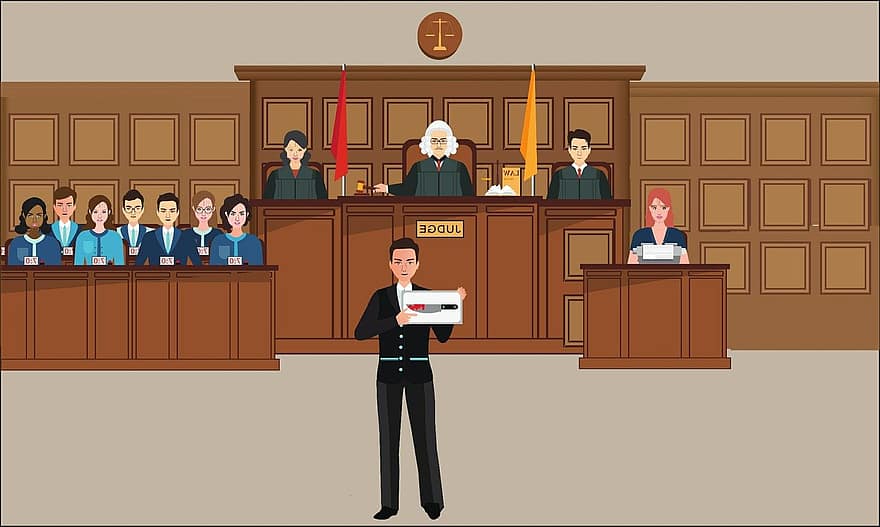 pengadilan, pengacara, bukti, juri, hukum, hakim, palu, pertimbangan, undang-undang, ruang sidang, percobaan