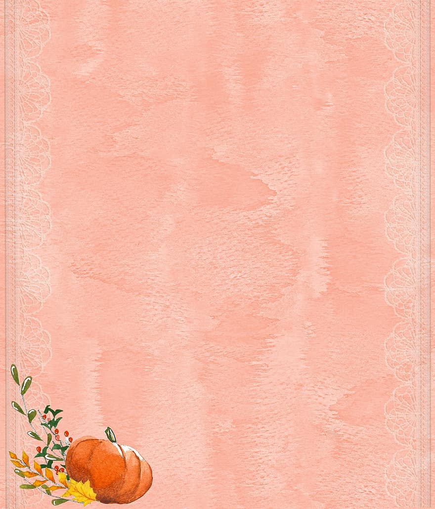 Pumpkin, Leaves, Paper, Watercolor, Scrapbook, Template, Halloween, Fall, Thanksgiving, Autumn