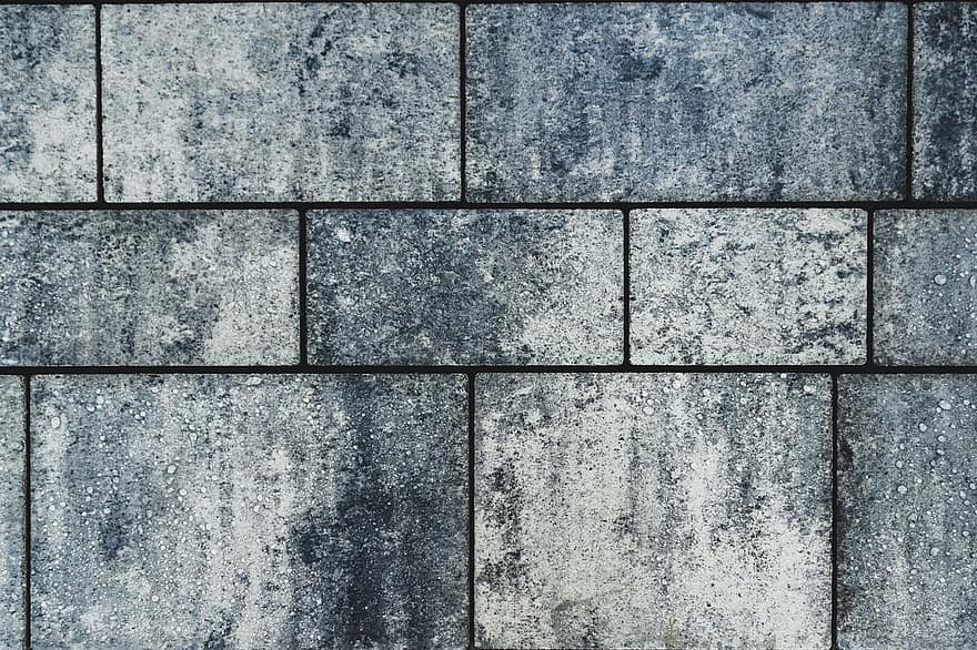 trottoar, kullersten, cement, betongsten, betong-, grå, yta, mönster, textur, material, konstruktion