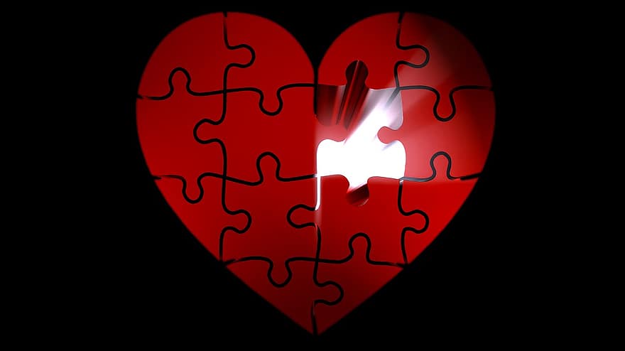 enigma, coração, leve, sorte, puzzles, relação, conectividade, promessa, símbolo, peças do quebra-cabeça, fidelidade