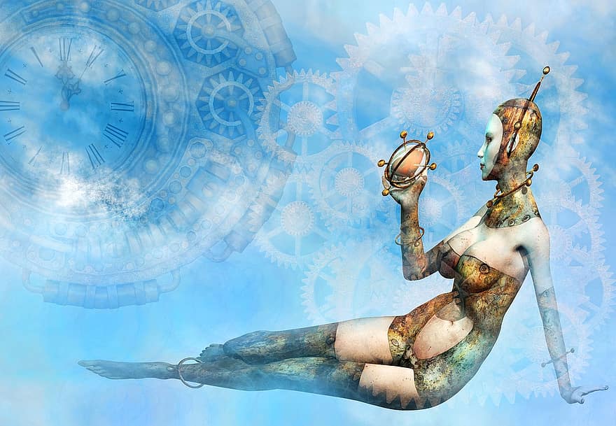 nainen, aika, taika-, tulevaisuus, Scifi, tieteiskirjallisuus, Sininen aika, sininen tiede, Sininen tulevaisuus