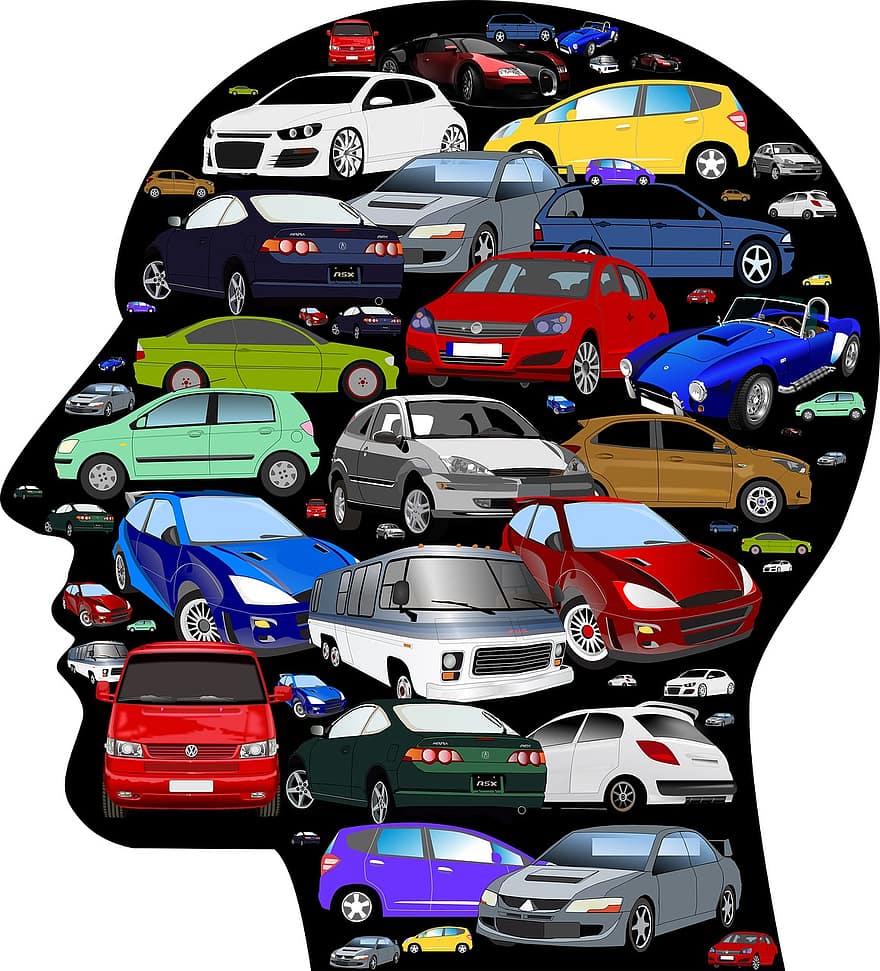 kocsi, Férfi, fej, környezet, co2, klímaváltozás, mobilitás, gondolkodásmód