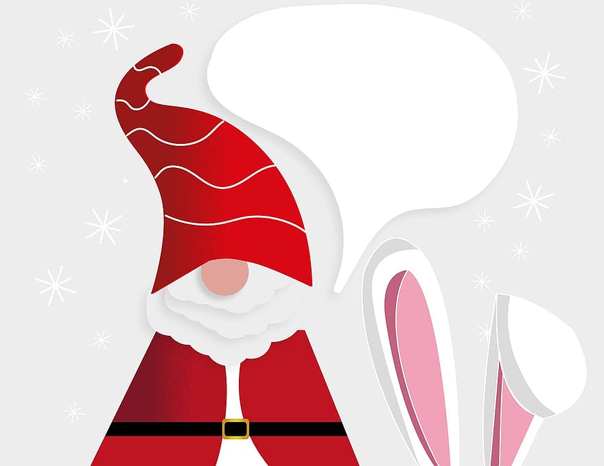 Papai Noel, coelhinho da Páscoa, balão, Nicolau, estrelas, desenho animado, cartão, Natal, saudação de natal, motivo de natal