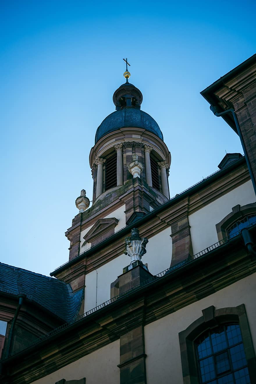 biserică, turn, clădire, faţadă, arhitectură, Wurzburg, oraș, sacral, catolic, creştin