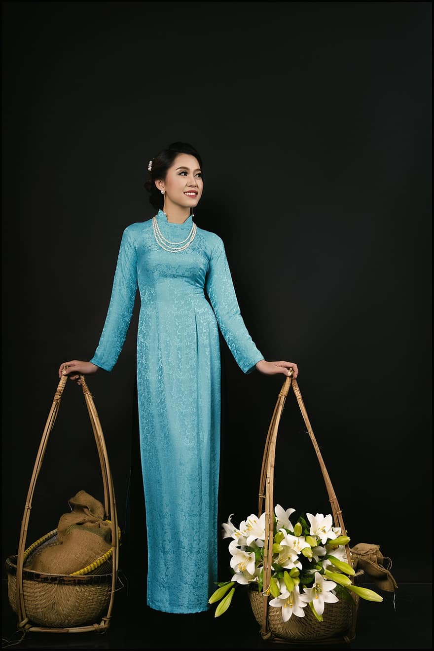vrouw, model-, jong, traditionele klederdracht, schoonheid, mode, meisje, persoon, Vietnamees