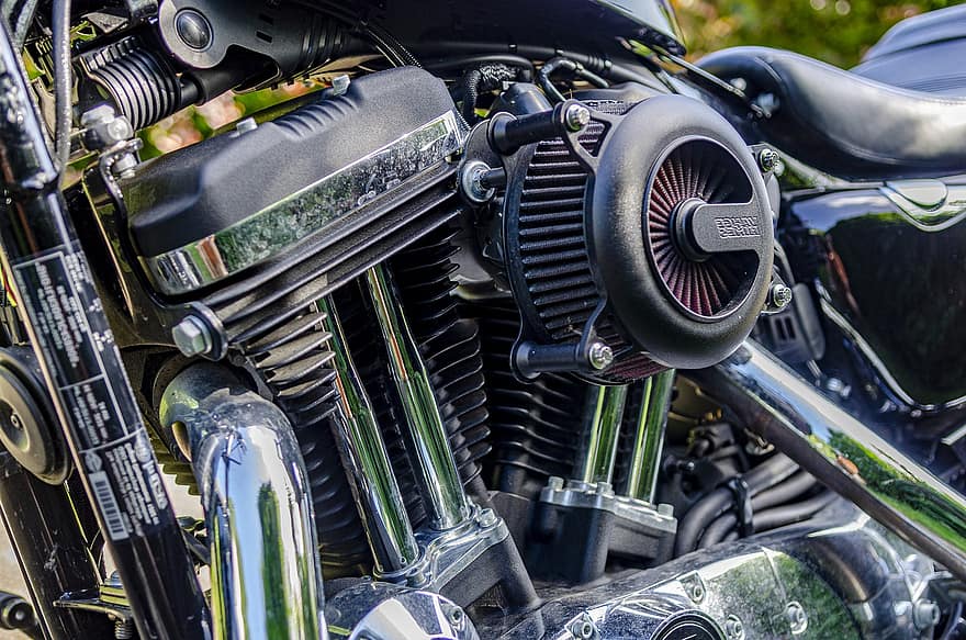 motor, Harley Davidson, cromo, metal, motorista, máquina, poder